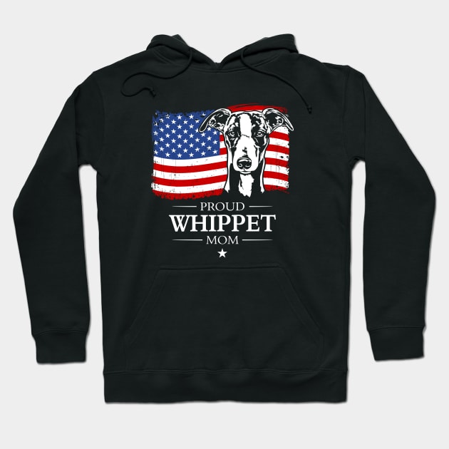 Proud Whippet Mom American Flag patriotic dog Hoodie by wilsigns